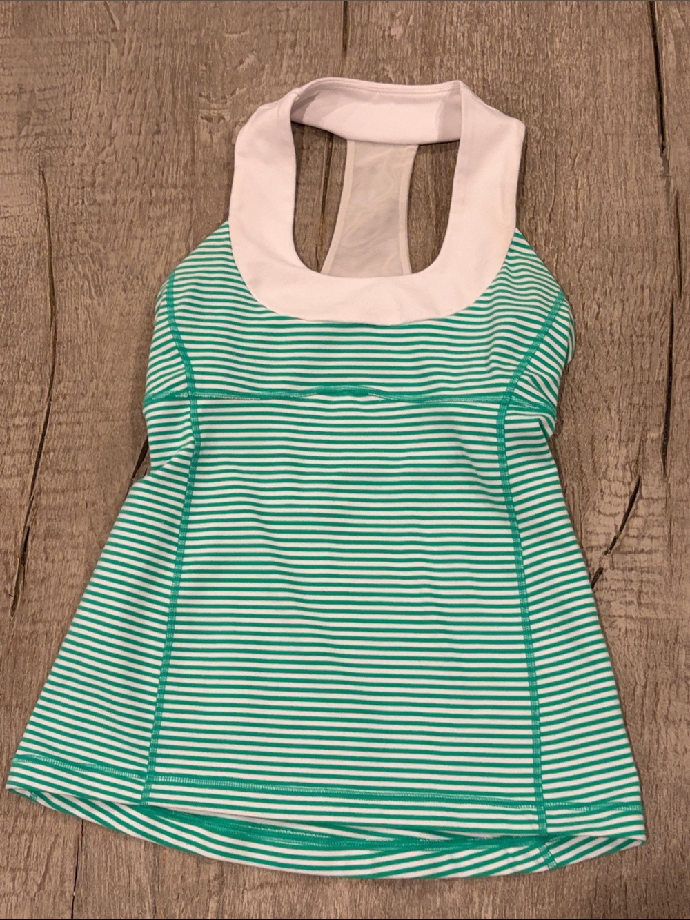 lululemon athletica Green and White Striped Racerback Tank